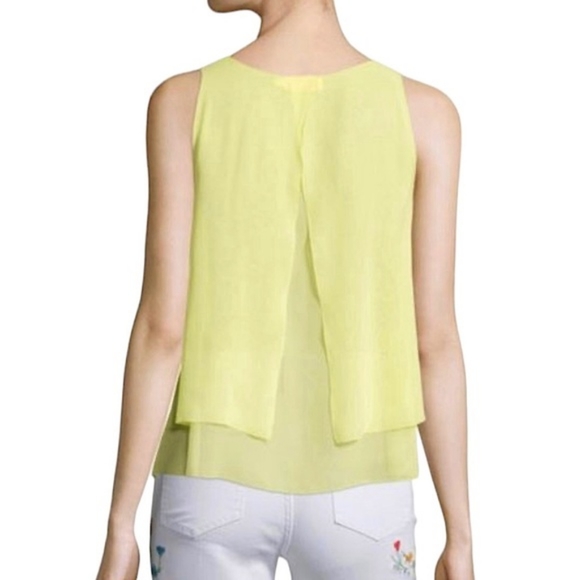 Tory Burch - Alex Yellow Layered Sleeveless Silk Top - Size 14 - Picture 2 of 7
